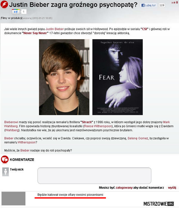 Justin Bieber psychopatą? –  