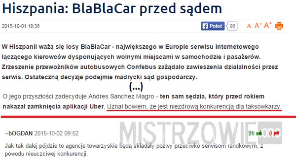 BlaBlaCar przed sądem –  
