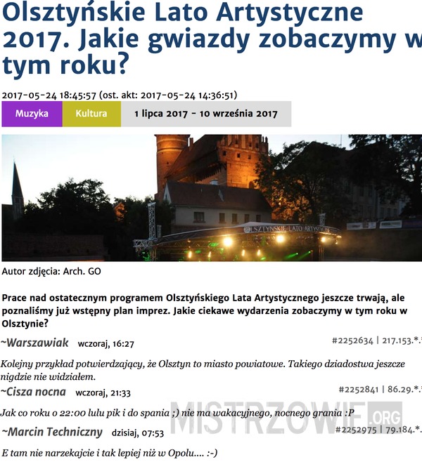 Olsztyńskie Lato Artystyczne 2017 –  