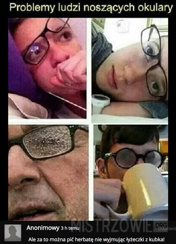 Problemy ludzi noszących okulary –  