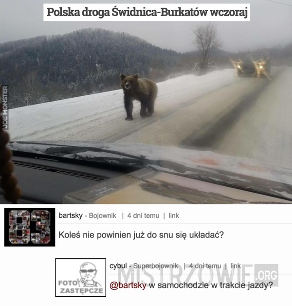Polska droga Świdnica-Burkatów wczoraj –  