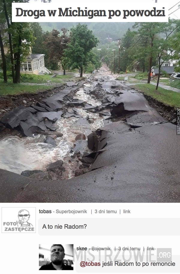 Droga w Michigan po powodzi –  