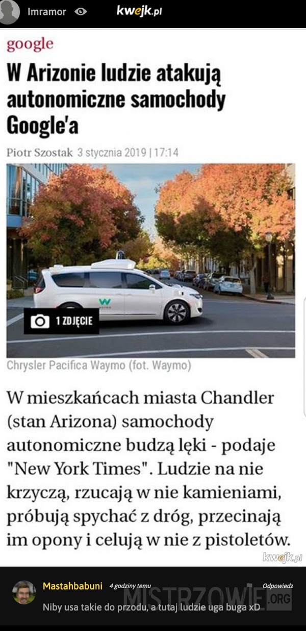 Autonomiczne samochody –  
