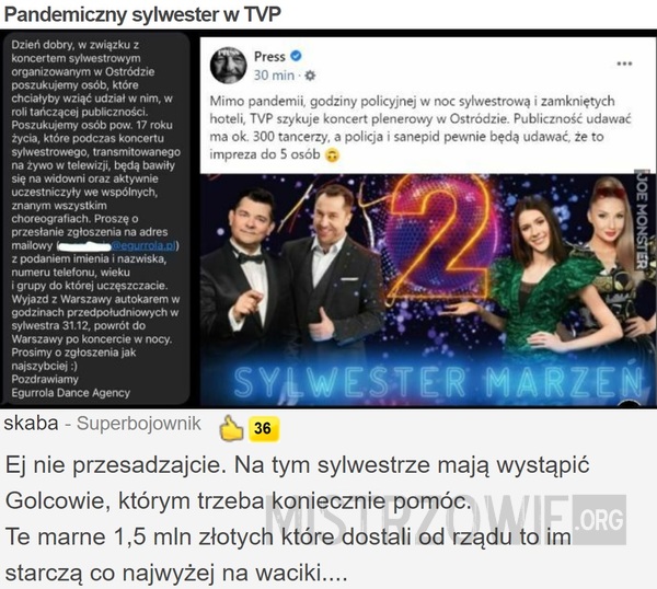 Pandemiczny sylwester w TVP –  