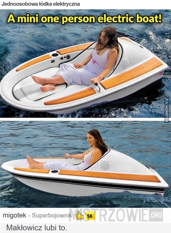Jednoosobowa łódka elektryczna –  