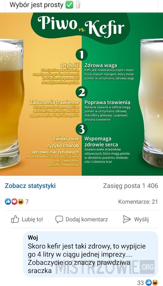 Piwo vs kefir –  