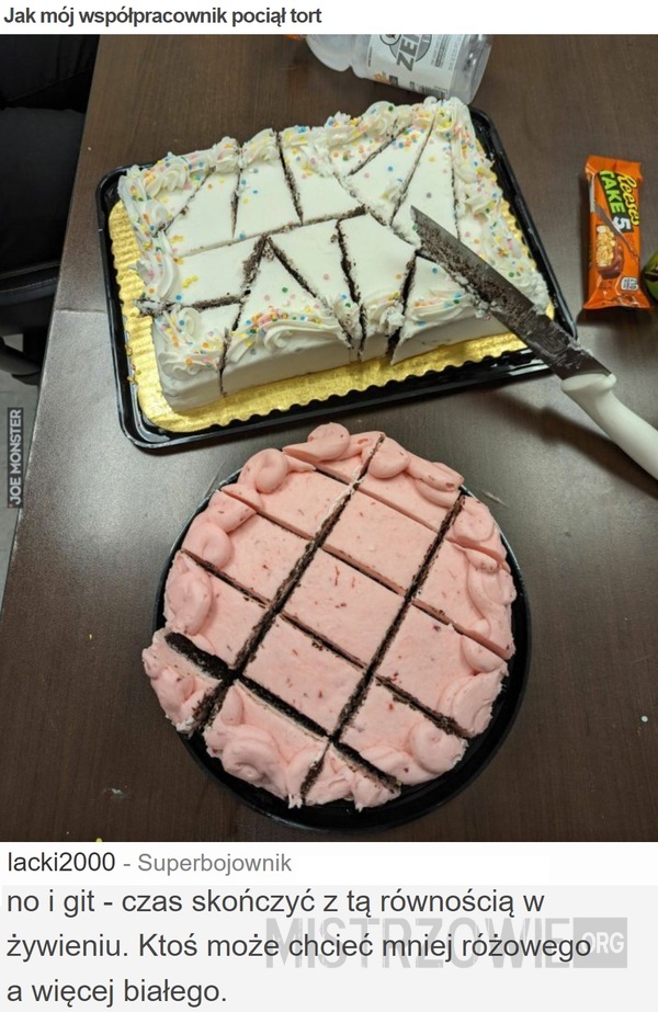Jak mój współpracownik pociął tort –  