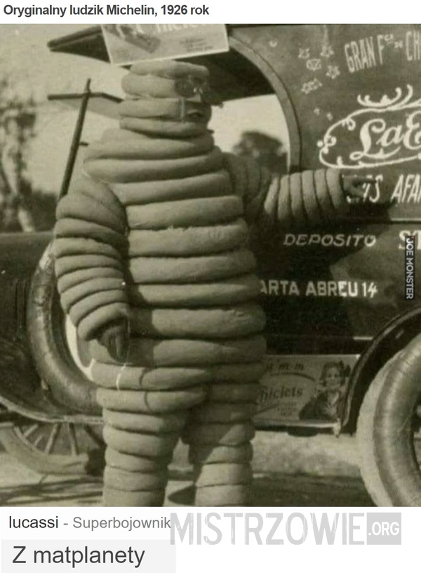 Oryginalny ludzik Michelin, 1926 rok –  