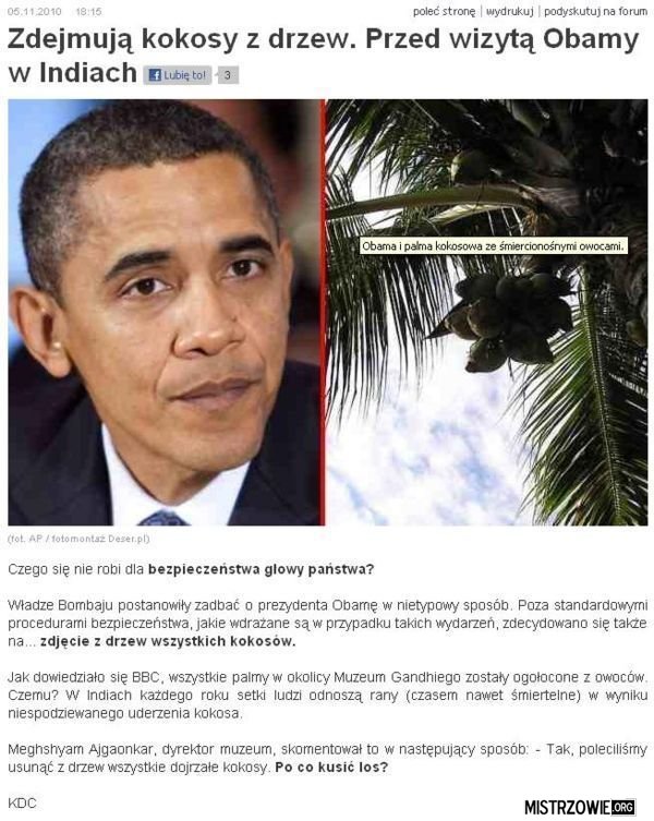 Obama i śmiercionośne kokosy –  