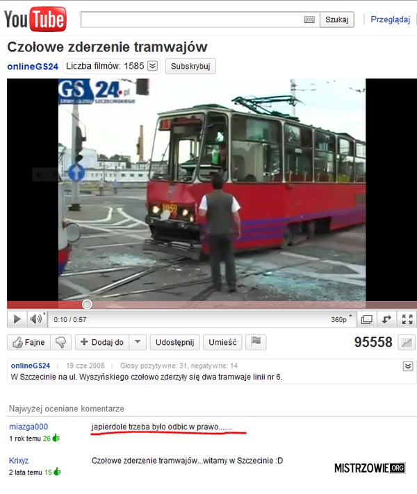 Czołowe zderzenie tramwajów –  