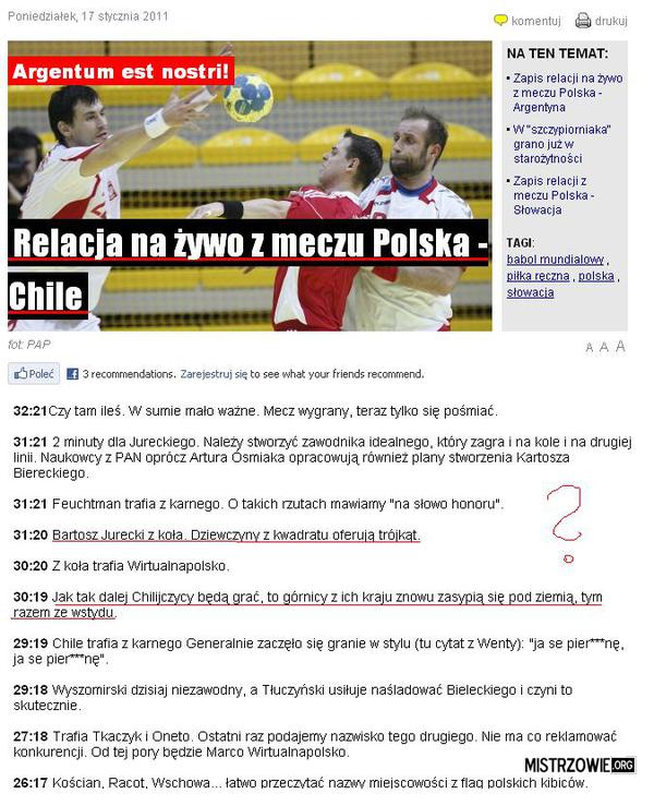 Polska - Chile / Komentarz online –  