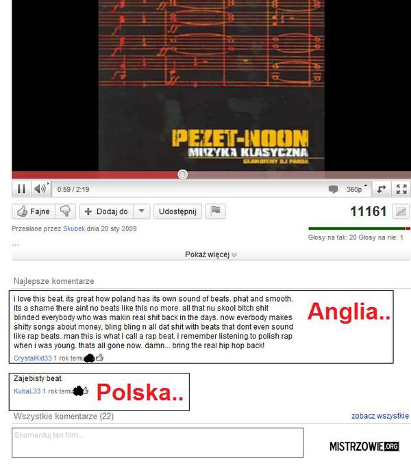 Komentarz angielski i polski –  