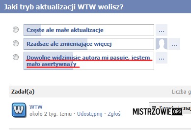 Ankieta na FB - Aktualizacje WTW –  