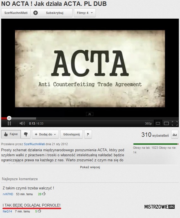 NO ACTA –  