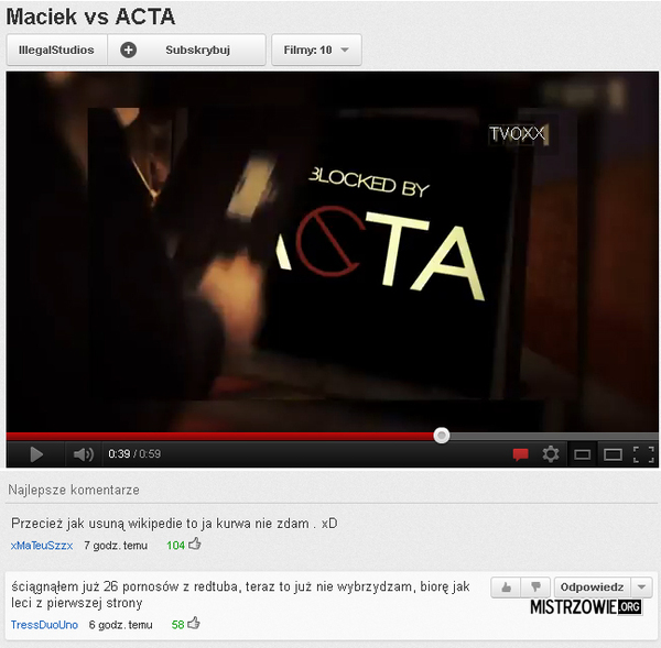 Z ACTA nie ma żartów –  