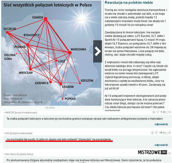 Sieć połączeń lotniczych w Polsce –  