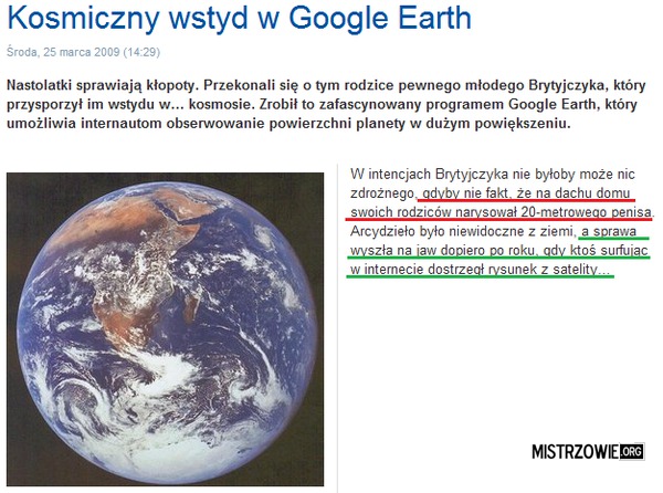 Kosmiczny wstyd w Google Earth –  