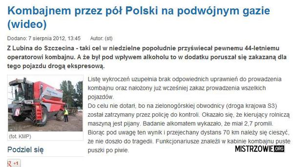Kombajnem przez pół Polski –  