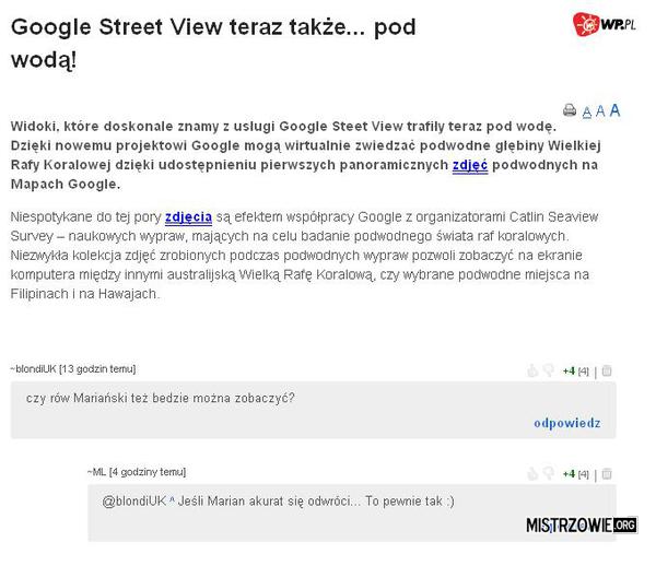 Google Street View pod wodą –  
