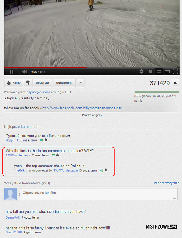 The top﻿ comment should be Polish –  