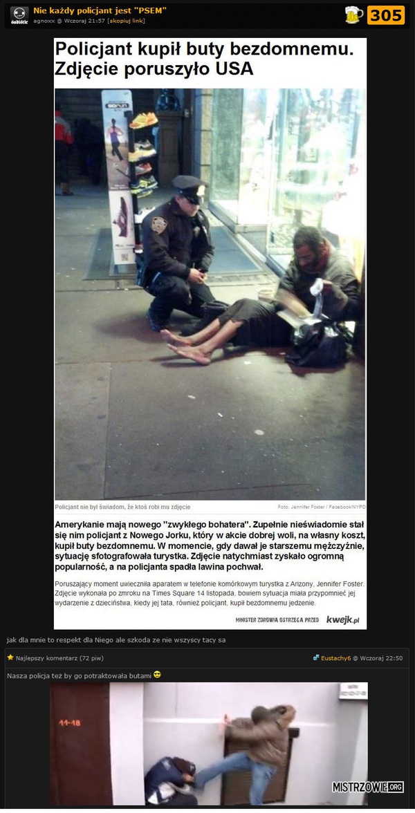 Policjant kupił buty bezdomnemu –  