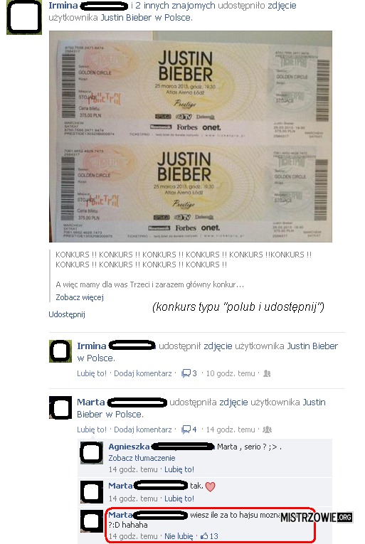Bilet na koncert Justina Biebera –  
