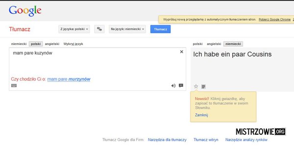 Translator niemiecki kuzyn murzyn –  
