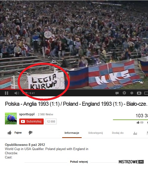 Mecz Polska-Anglia 1993r. –  
