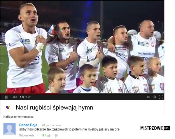 Rugbyści spiewaja hymn –  