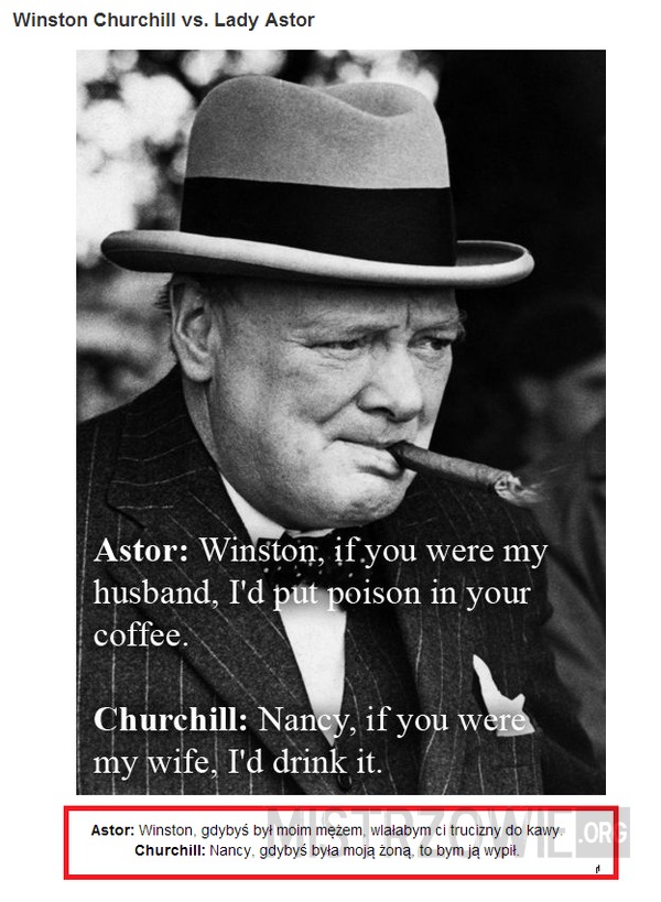 Winston Churchill v. Lady Astor –  