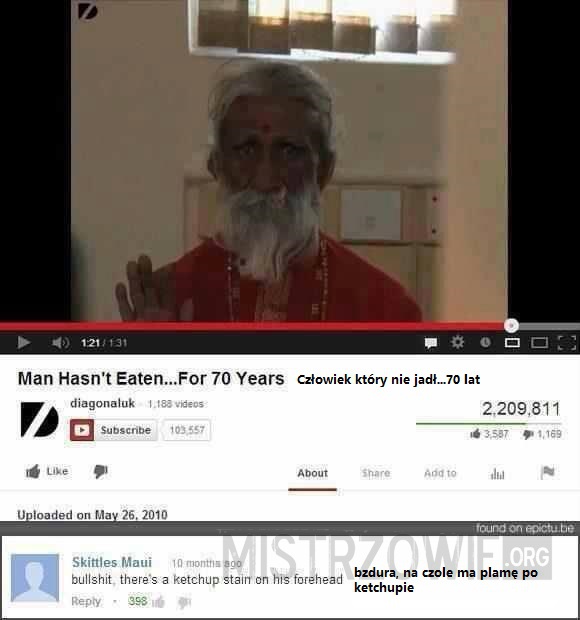 Człowiek który nie jadł 70 lat –  