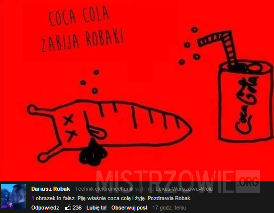 Coca-Cola zabija robaki –  