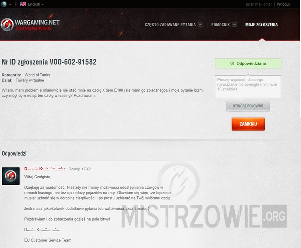 World of Tanks support –  