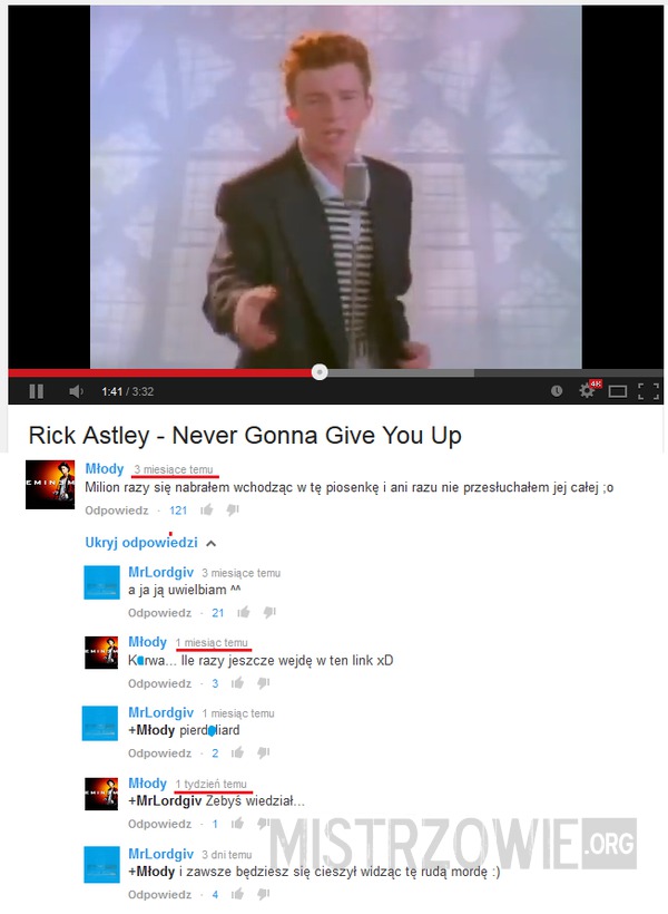 Never Gonna Give You Up –  