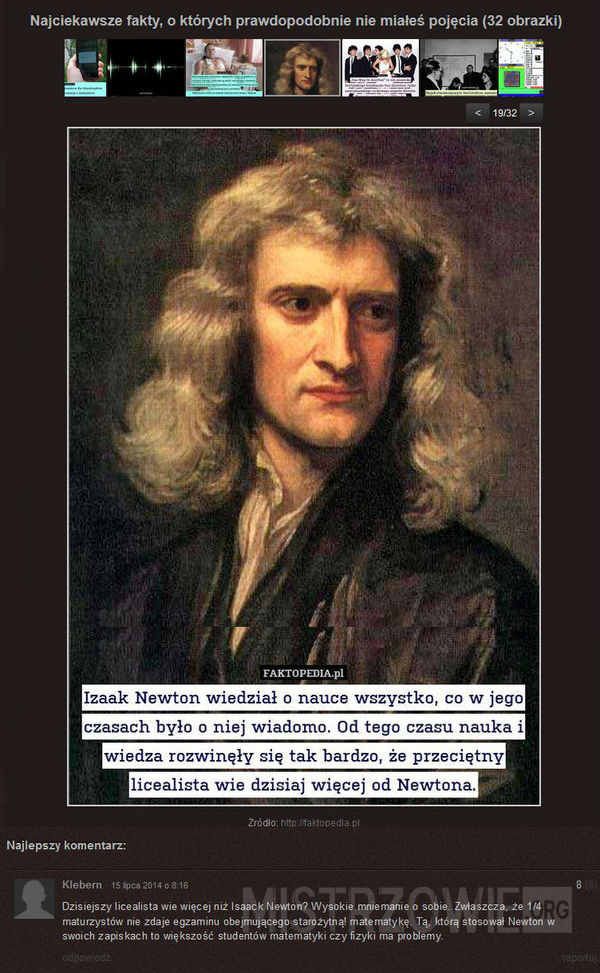 Licealista wie więcej niż Newton –  