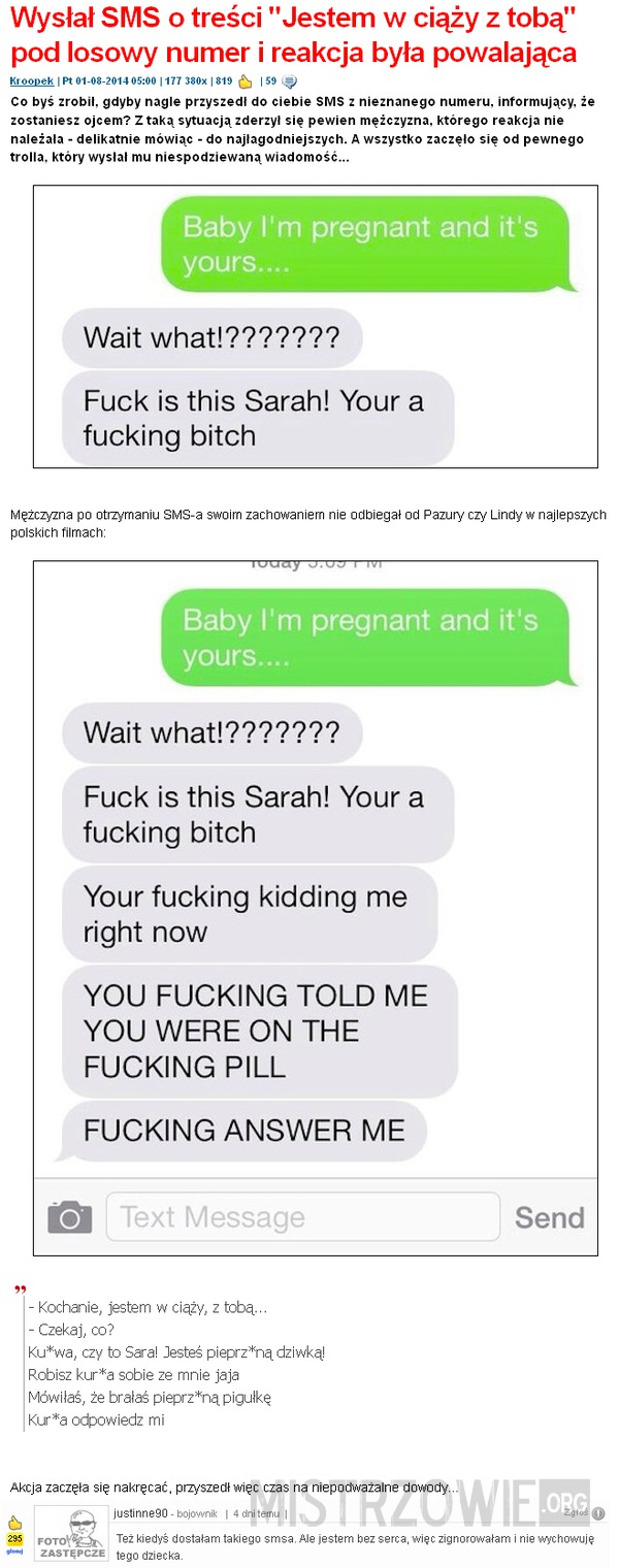 &quot;Jestem w ciąży z tobą&quot; –  