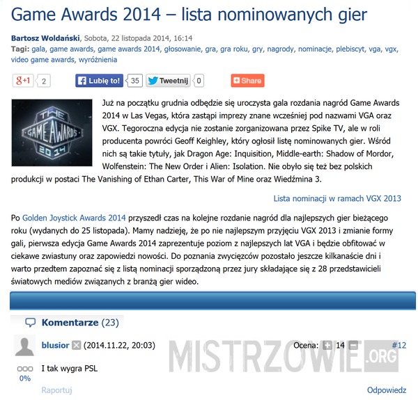 Game Awards 2014 –  