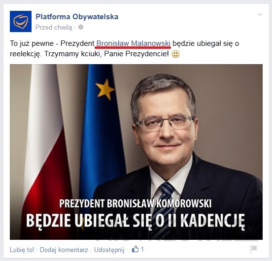Bronisław Malanowski na prezydenta –  