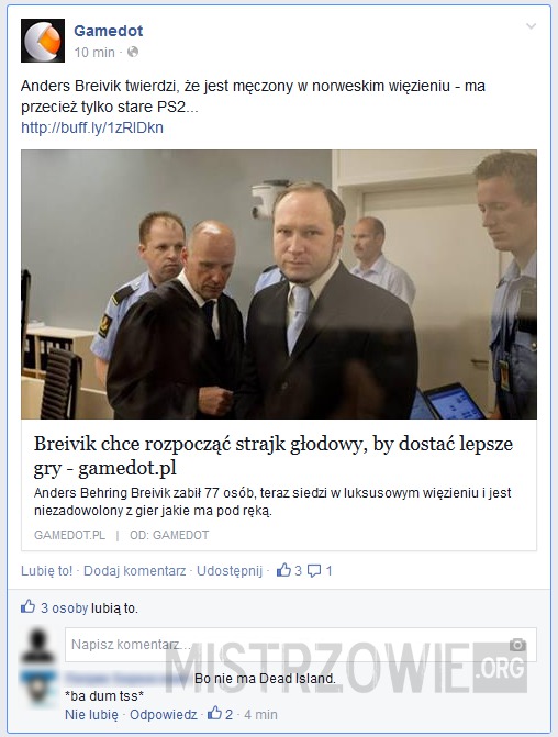 Breivik się nudzi –  