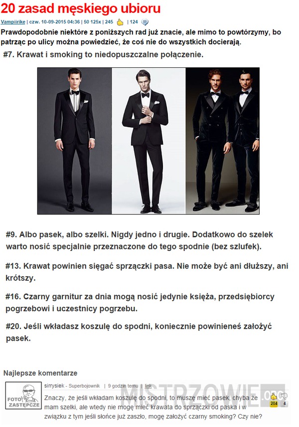 Zasady męskiego ubioru –  