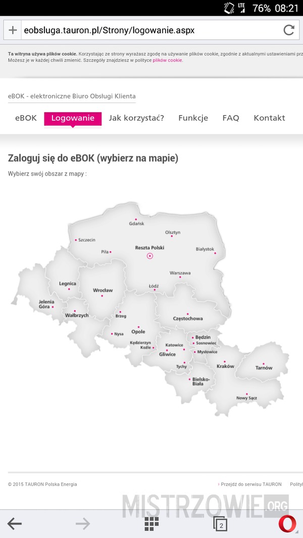 Mapa Polski według Tauronu –  