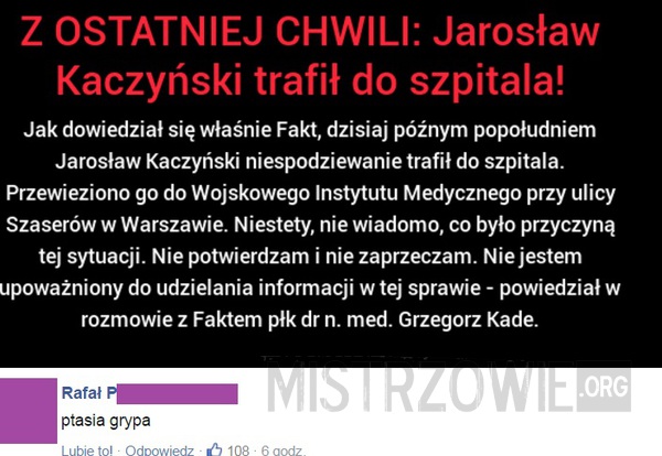 Jarosław Kaczyński trafił do szpitala –  
