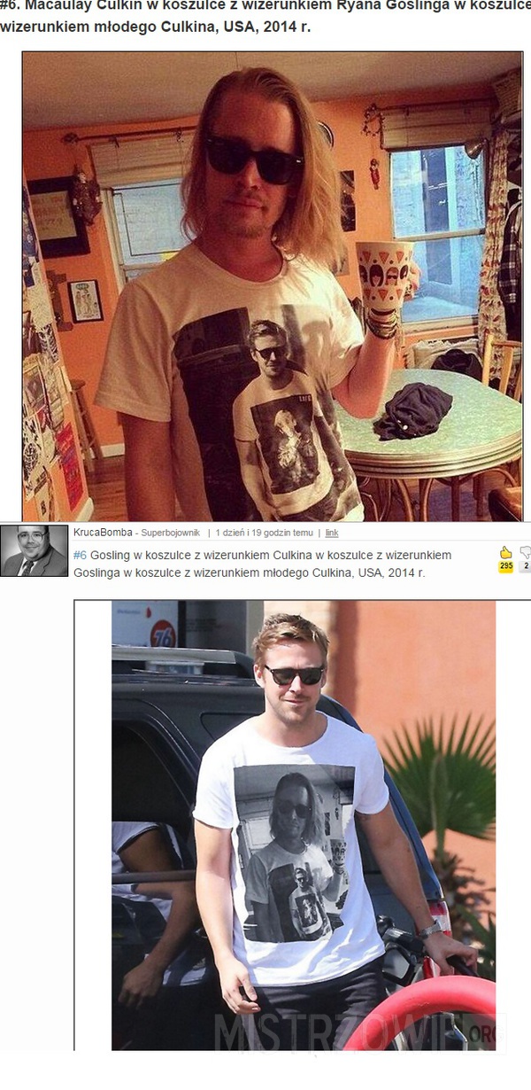 Macaulay Culkin w koszulce z wizerunkiem Ryana Goslinga –  