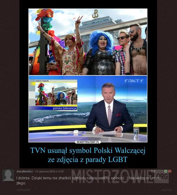 TVN usunął symbol Polski Walczącej –  
