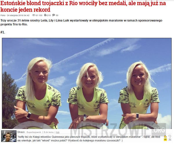 Estońskie blond trojaczki z Rio –  