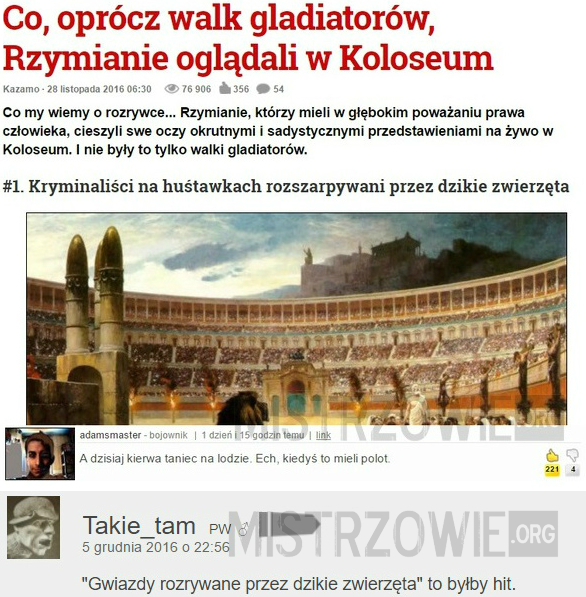 Co, oprócz walk gladiatorów, Rzymianie oglądali w Koloseum 2 –  