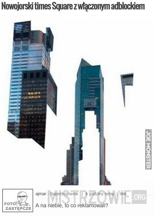 Nowojorski Times Square z włączonym adblockiem –  