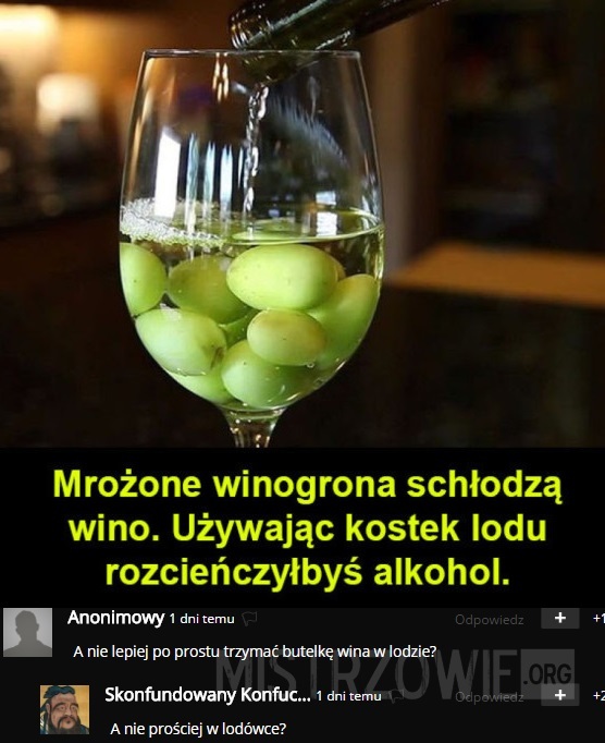Mrożone winogrona schłodzą wino –  