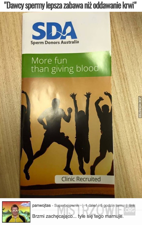 &quot;Dawcy spermy lepsza zabawa niż oddawanie krwi&quot; –  