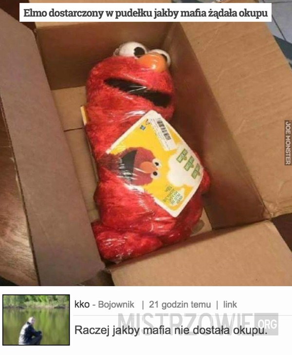 Elmo dostarczony w pudełku jakby mafia żądała okupu –  